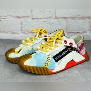 Dolce & Gabbana Multicolor Fabric and Leather Patchwork NS1 Low-Top Sneakers 37